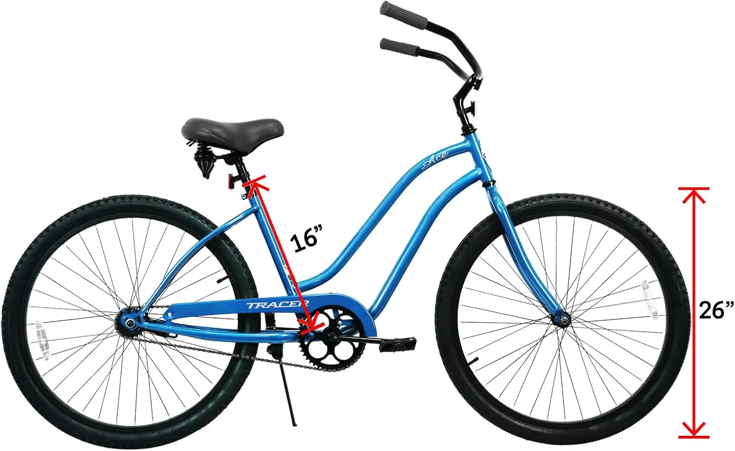 Tracer ACE 26in Single Speed Beach Cruiser Bike with Coaster Brake for Mens and Womens -Multiple Colors