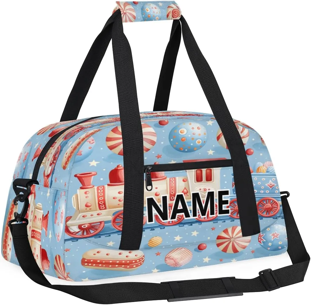 Train Mini Gym Bag 18 inch for Women Men Waterproof Custom Sweet Candy Travel Duffel Bag Carry On Overnight Tote Nurse Bag for Work Fitness Hiking