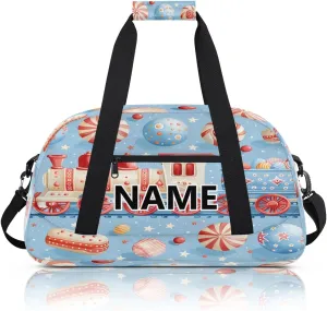 Train Mini Gym Bag 18 inch for Women Men Waterproof Custom Sweet Candy Travel Duffel Bag Carry On Overnight Tote Nurse Bag for Work Fitness Hiking