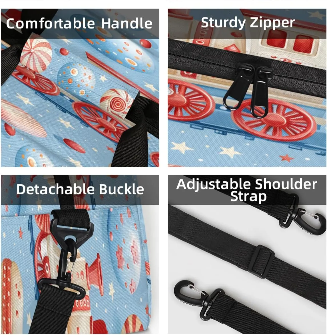 Train Mini Gym Bag 18 inch for Women Men Waterproof Custom Sweet Candy Travel Duffel Bag Carry On Overnight Tote Nurse Bag for Work Fitness Hiking