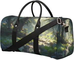 Travel Duffle Bag Sun Light Forest Foldable Travel Bags for Men Women, 17 Inch Gym Bag Workout Bag Carry on Weekender Overnight Bag for Gym Travel