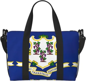 Travel Duffle Bag Weekender Bag Carry On Tote Bag Sport Gym Bag for Women Men Connecticut State Flag Print