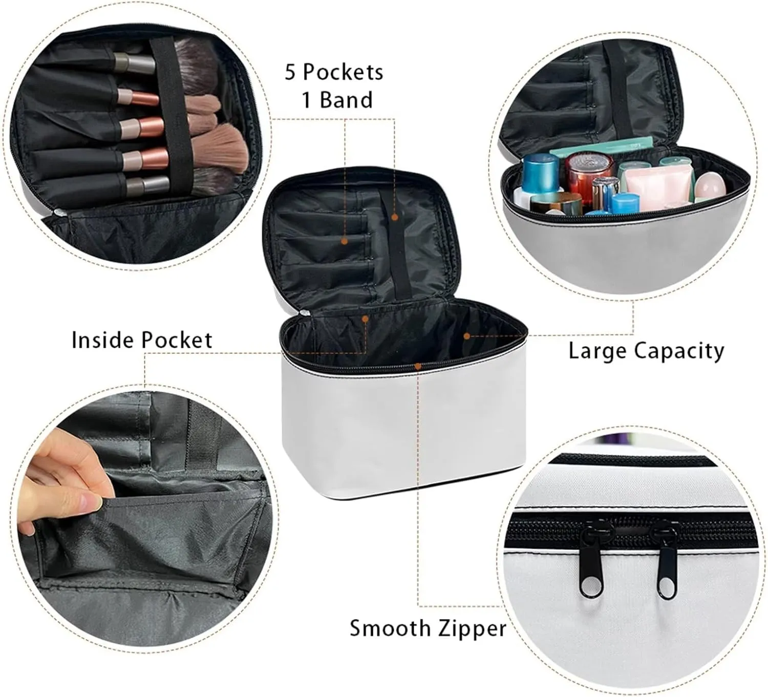 Travel Makeup Bag Large Capacity Cosmetic Bag Christmas Wash Makeup Bag Red Green Stripe Protable Travel Cosmetic Pouch