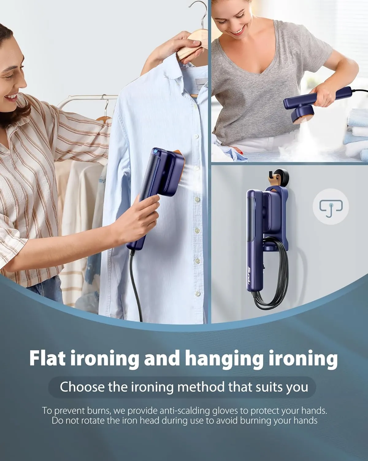 Travel Steamer for Clothes, Portable Mini Clothes irons, 120-240V Adaptive Voltage Clothes Steamer Handheld, Garment Steamer, 15s Heat Up, Adjustable Steam/Temperature