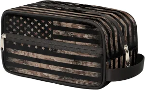 Travel Toiletry Bag for Women Men Vintage Usa American Flag Lightweight Cosmetic Makeup Bag Organizer Waterproof Shaving Bag Dopp Kit with Large Capacity for Toiletries and Shaving Accessories
