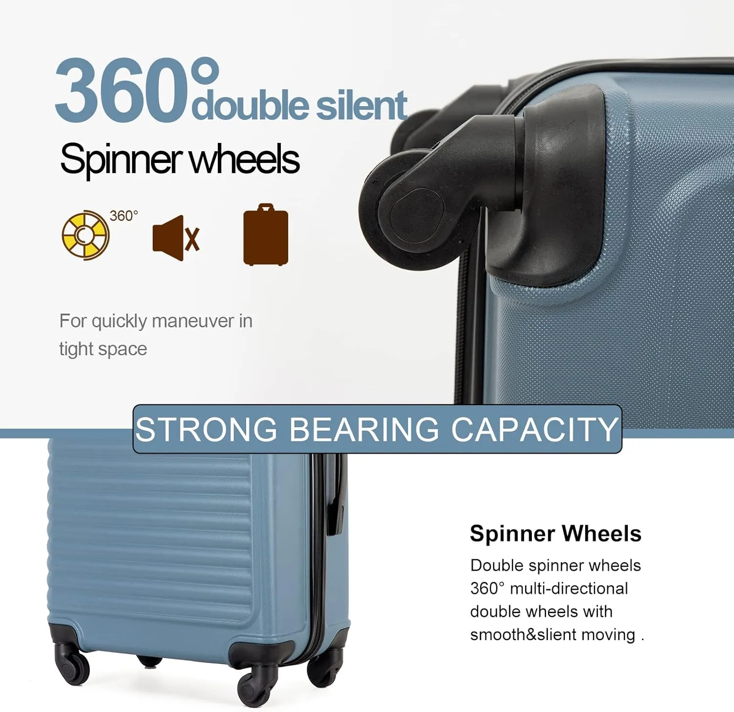 Travelhouse Hardshell Carry On Luggage Airline Approved 20" with Spinner Wheel, Hardside Check-on Luggage Suitcase,Small Travel Suitcase for Bussiness Trip and School
