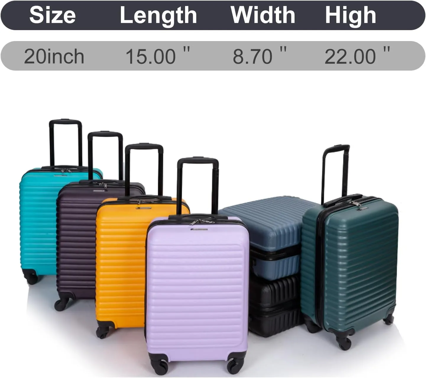 Travelhouse Hardshell Carry On Luggage Airline Approved 20" with Spinner Wheel, Hardside Check-on Luggage Suitcase,Small Travel Suitcase for Bussiness Trip and School