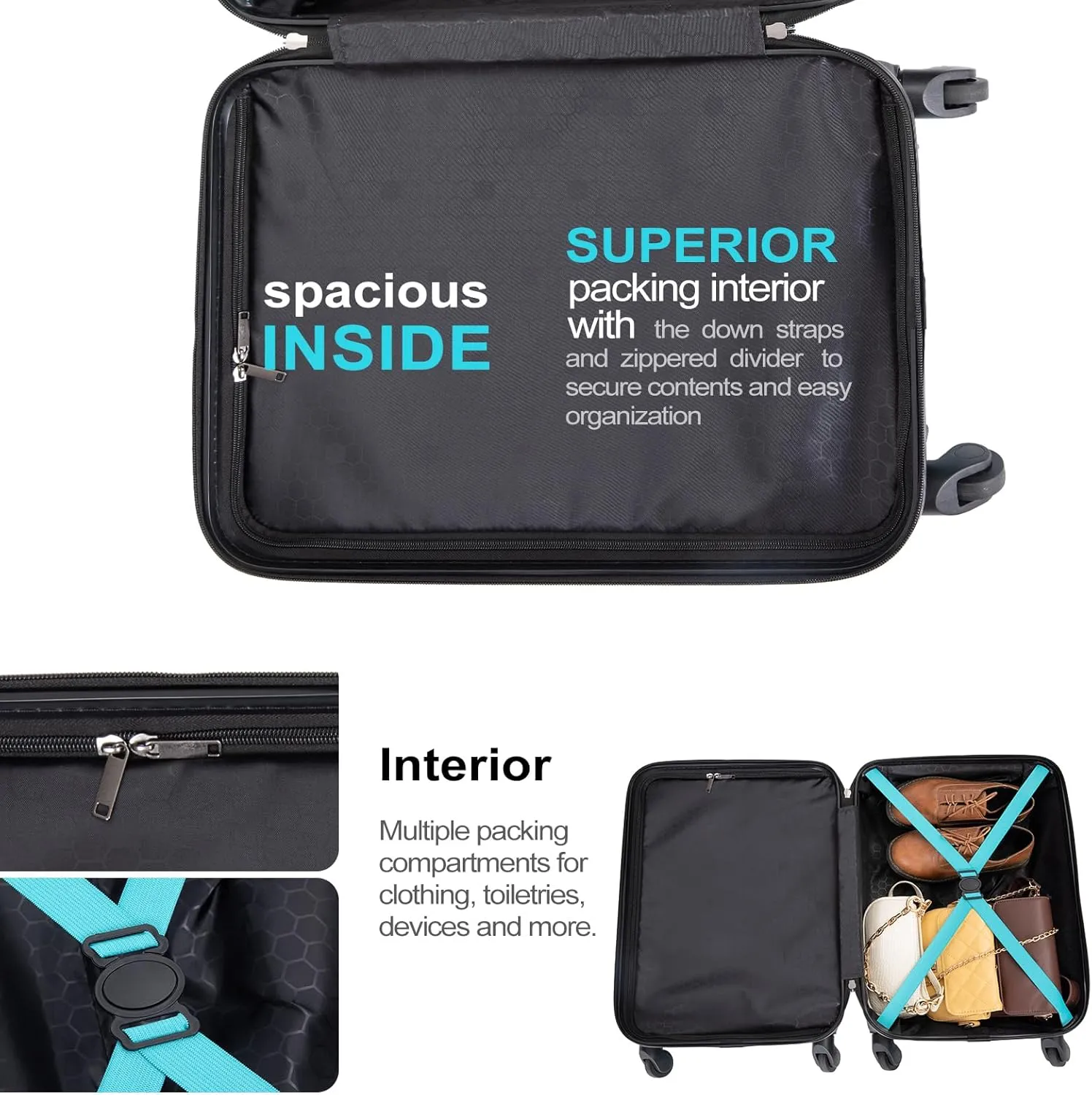 Travelhouse Hardshell Carry On Luggage Airline Approved 20" with Spinner Wheel, Hardside Check-on Luggage Suitcase,Small Travel Suitcase for Bussiness Trip and School