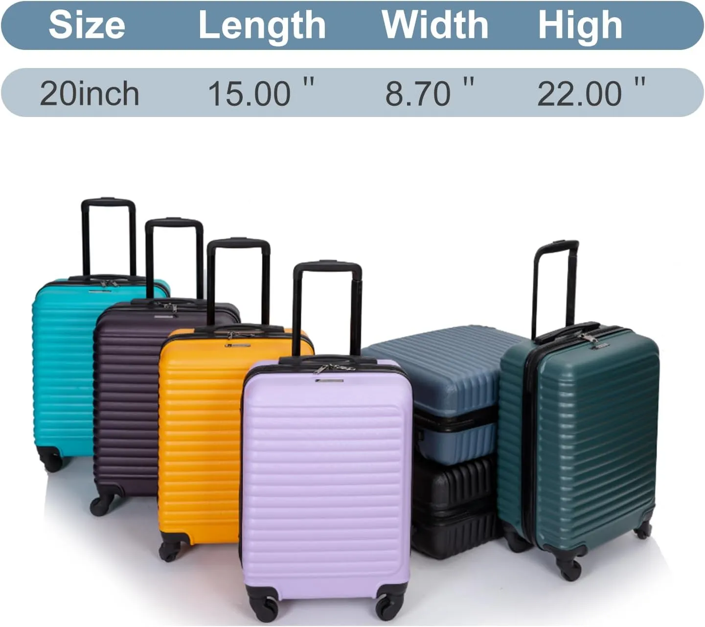 Travelhouse Hardshell Carry On Luggage Airline Approved 20" with Spinner Wheel, Hardside Check-on Luggage Suitcase,Small Travel Suitcase for Bussiness Trip and School