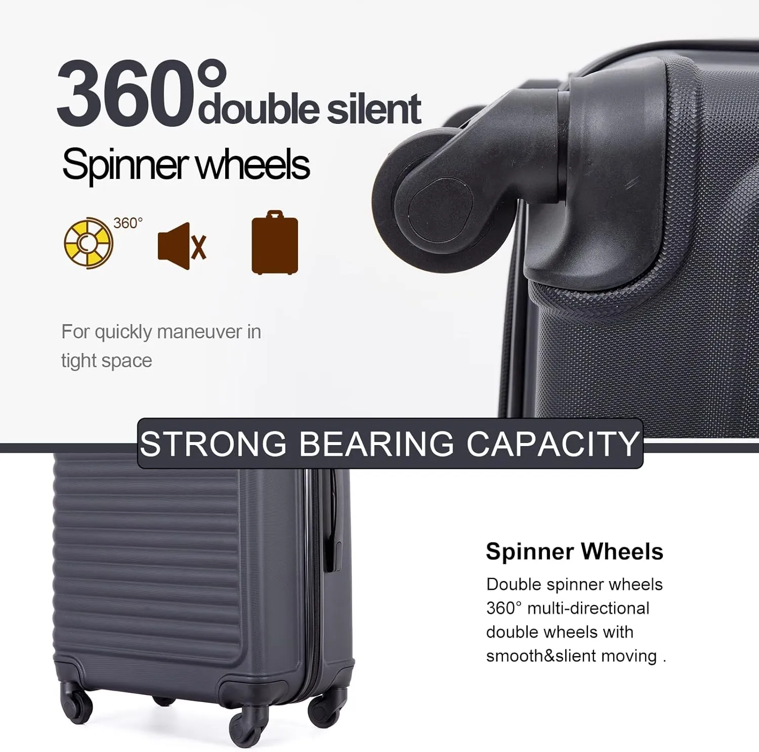 Travelhouse Hardshell Carry On Luggage Airline Approved 20" with Spinner Wheel, Hardside Check-on Luggage Suitcase,Small Travel Suitcase for Bussiness Trip and School