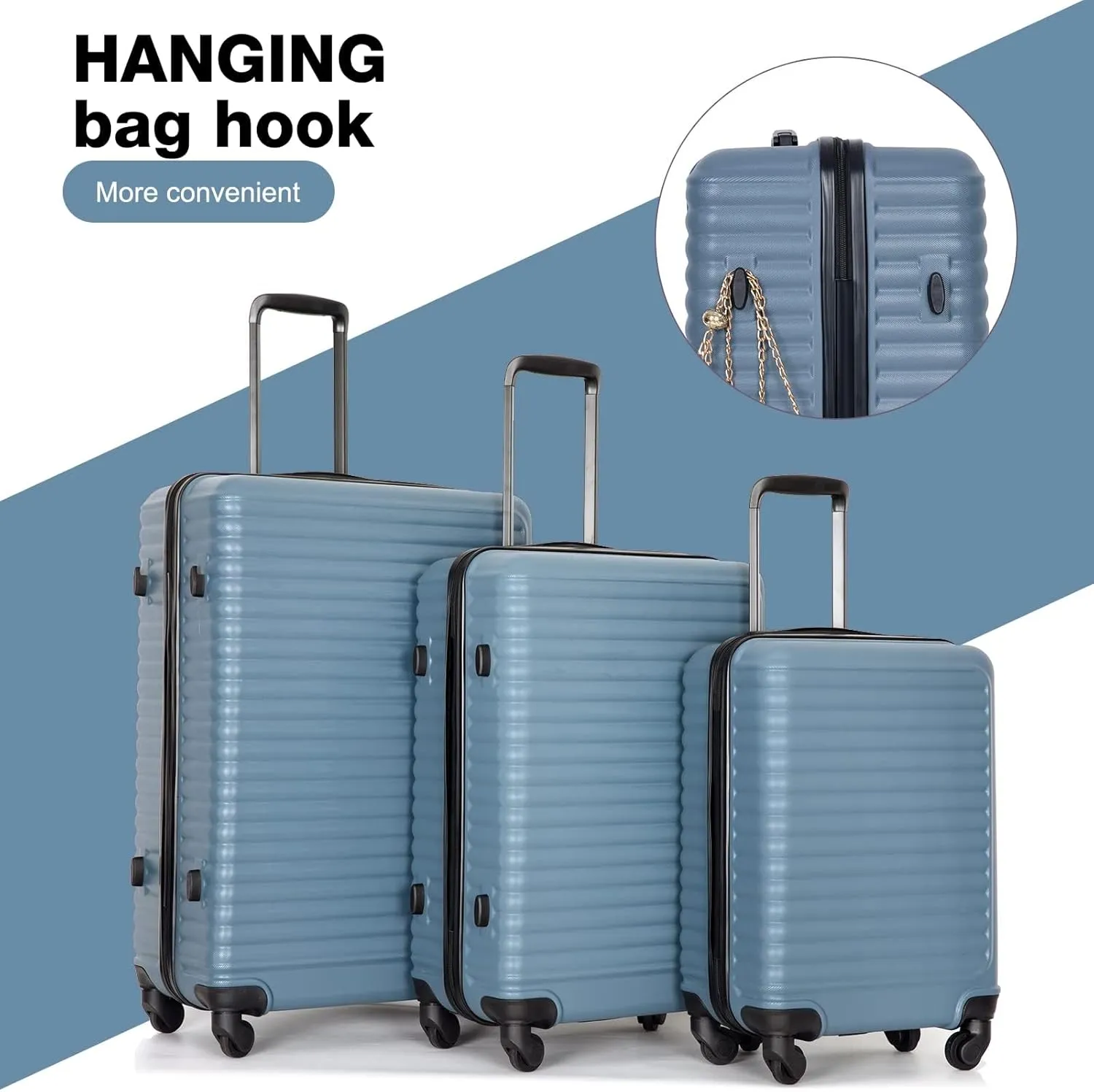 Travelhouse Suitcase Hardshell 3 Piece Luggage Set,Lightweight Hardside Travel Suitcase set with Spinner Wheel,TSA Lock