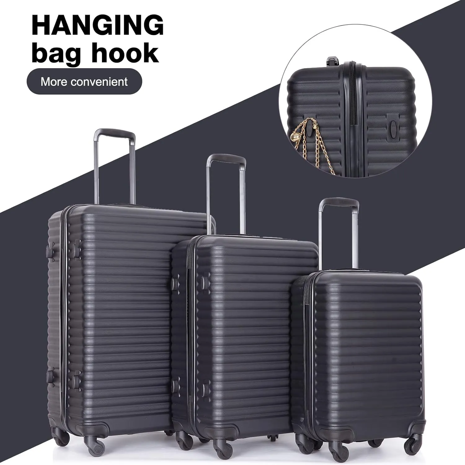 Travelhouse Suitcase Hardshell 3 Piece Luggage Set,Lightweight Hardside Travel Suitcase set with Spinner Wheel,TSA Lock