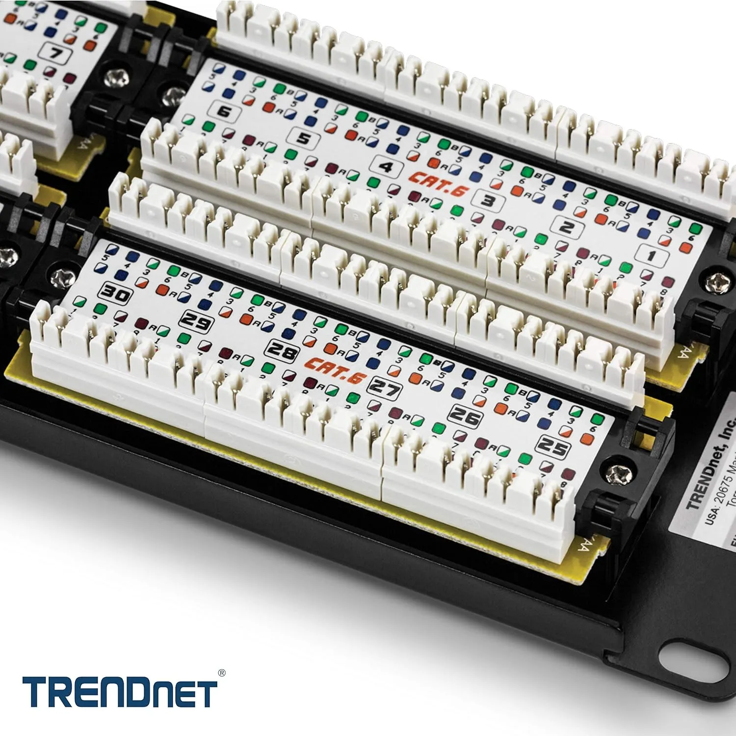 TRENDnet 48-Port Cat6 Unshielded Patch Panel, Wallmount or Rackmount, Compatible with Cat3,4,5,5e,6 Cabling, for Ethernet, Fast Ethernet, Gigabit Applications, Black, TC-P48C6