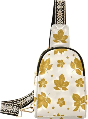 trendy Golden Vintage Flower Leaves body fanny pack fashion body bag for woman for travel