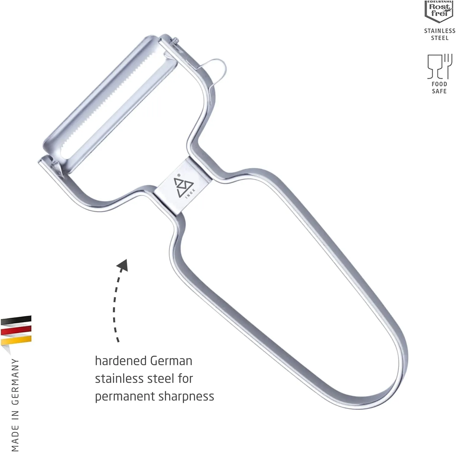 triangle Y-Peeler - 2 in (50 mm) - Stainless Steel Horizontal Serrated Blade - Peeler for Fruits & Vegetables - Ergonomic Handle - Dishwasher Safe - Made in Germany