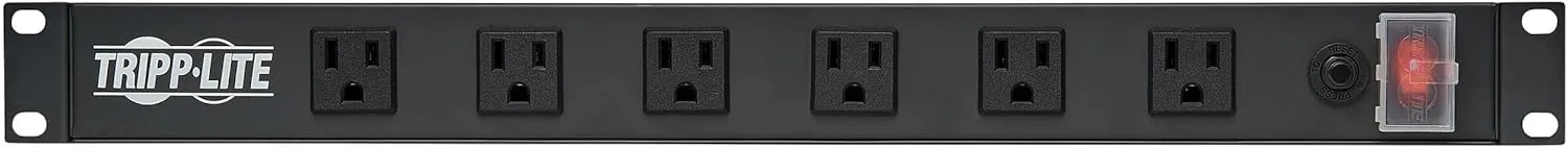 Tripp Lite 12-Outlet Rack Mount Power Strip PDU, Six Front & Six Rear Facing Outlets, 15A, 120V, 15ft Cord with Right-Angle Plug, Horizontal 1U Rack Mount, Lifetime Manufacturer's Warranty (RS1215-RA)