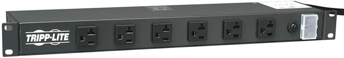 Tripp Lite 12-Outlet Rackmount PDU Power Strip, Six Front & Six Rear Facing Outlets, 20A, 120V, 15ft Cord with L5-20P Plug, Horizontal 1U Rack Mount, Lifetime Manufacturer's Warranty (RS-1215-20T)