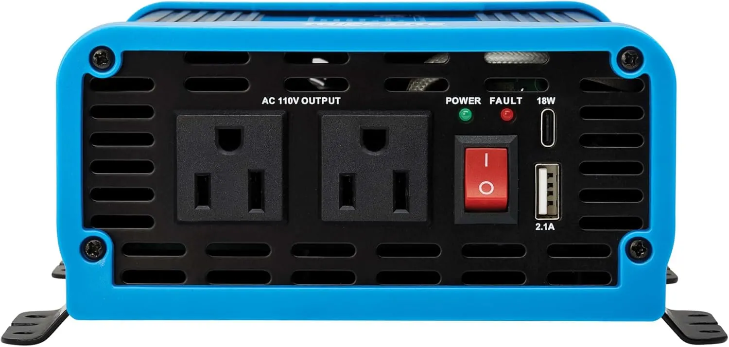 Tripp Lite 300W Compact Pure Sine Wave Power Inverter, 2 Outlets, 1 USB   1 USB-C Charging Ports, Mounting Brackets Included, 2-Year Warranty (PINV300SW-120)