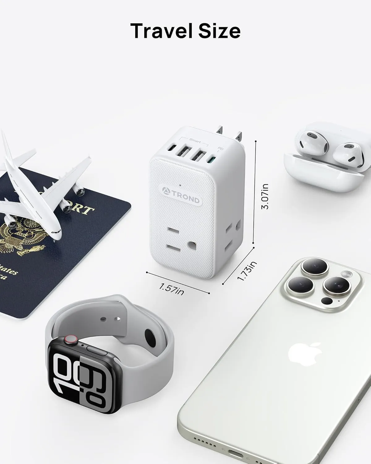 TROND Outlet Extender with 360 Rotating Plug, 3 AC Outlet Splitter with PD 20W USB C Charger, USB Wall Plug Adapter, A Small Charging Station for Kitchen Bathroom Cruise Ship Travel Essentials