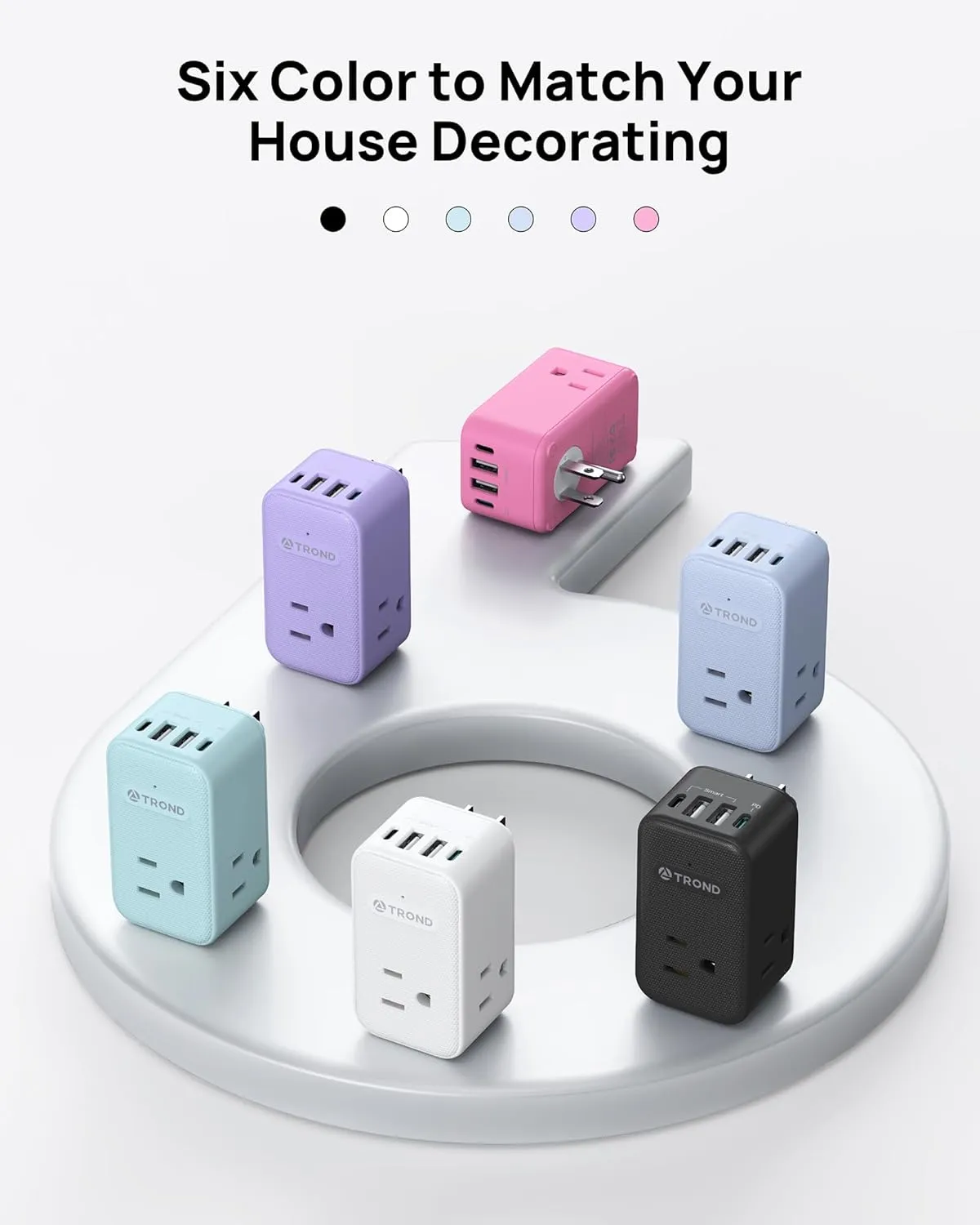 TROND Outlet Extender with 360 Rotating Plug, 3 AC Outlet Splitter with PD 20W USB C Charger, USB Wall Plug Adapter, A Small Charging Station for Kitchen Bathroom Cruise Ship Travel Essentials