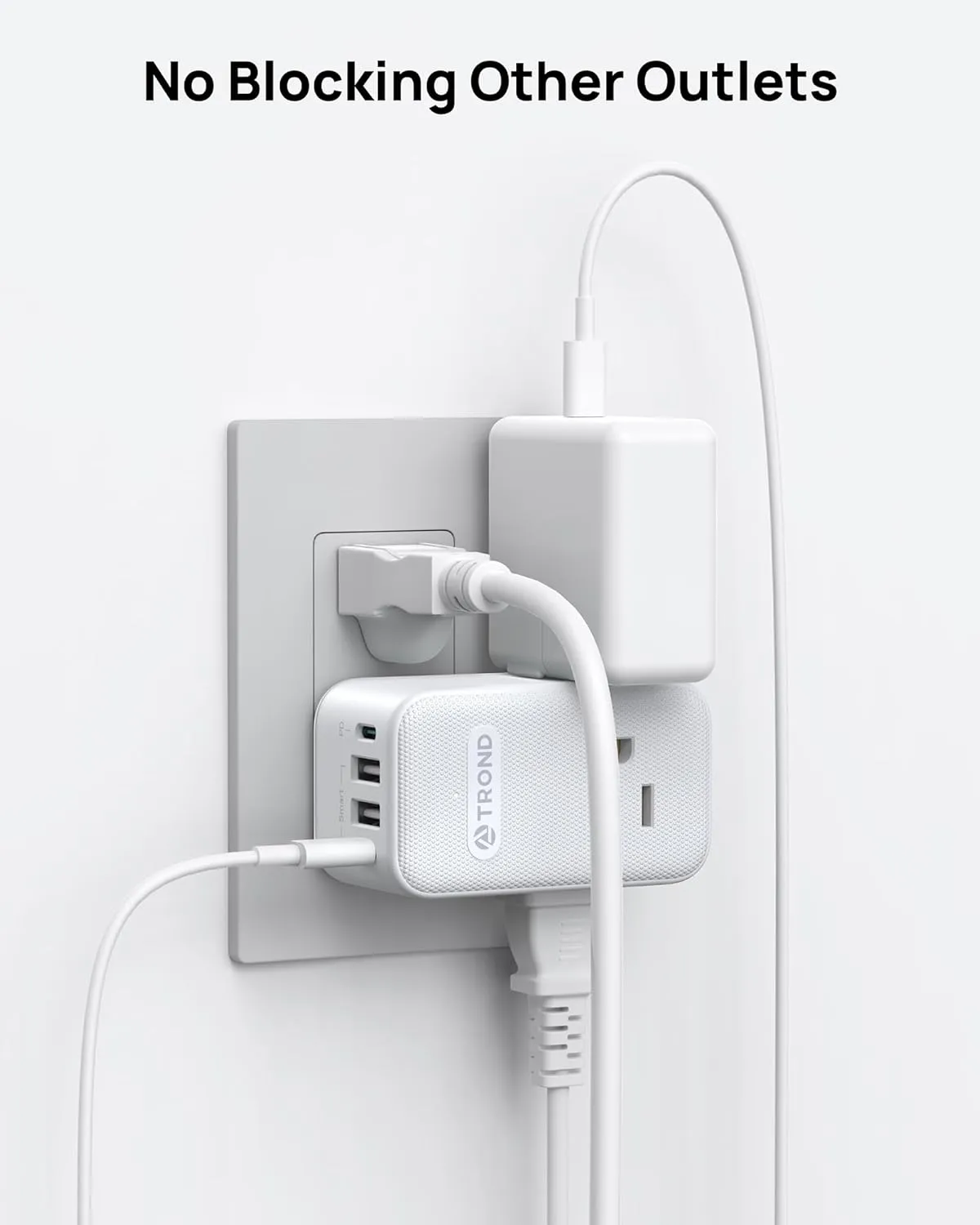 TROND Outlet Extender with 360 Rotating Plug, 3 AC Outlet Splitter with PD 20W USB C Charger, USB Wall Plug Adapter, A Small Charging Station for Kitchen Bathroom Cruise Ship Travel Essentials