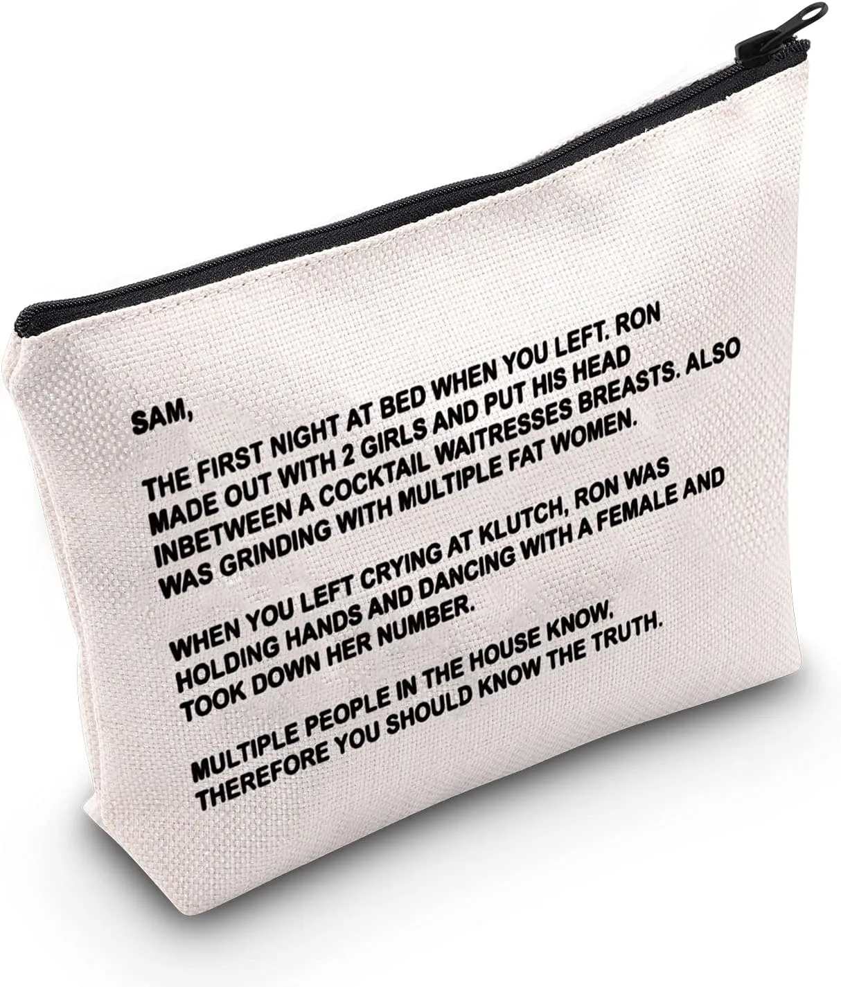 TV Series Inspired Gift The Note to Sam Makeup Bag The Letter Cosmetic Bag Travel Pouch with Zipper for Fans (The Letter White Bag)