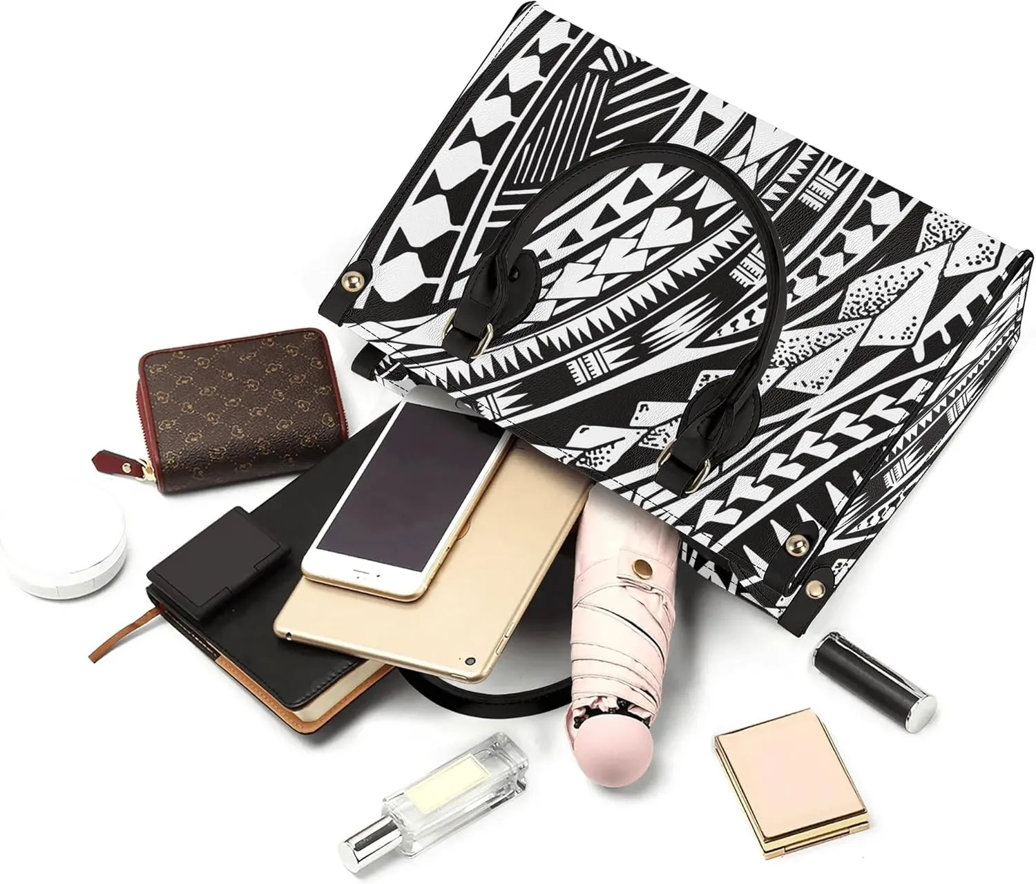 Two-Piece Women'S Single-Shoulder Bag And Samoan Tribal Pattern Wallet Design Polynesian Custom Handbag
