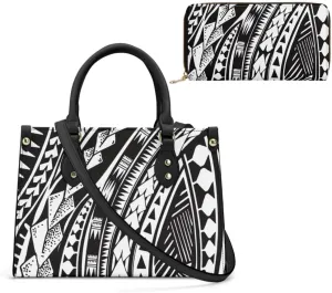 Two-Piece Women'S Single-Shoulder Bag And Samoan Tribal Pattern Wallet Design Polynesian Custom Handbag