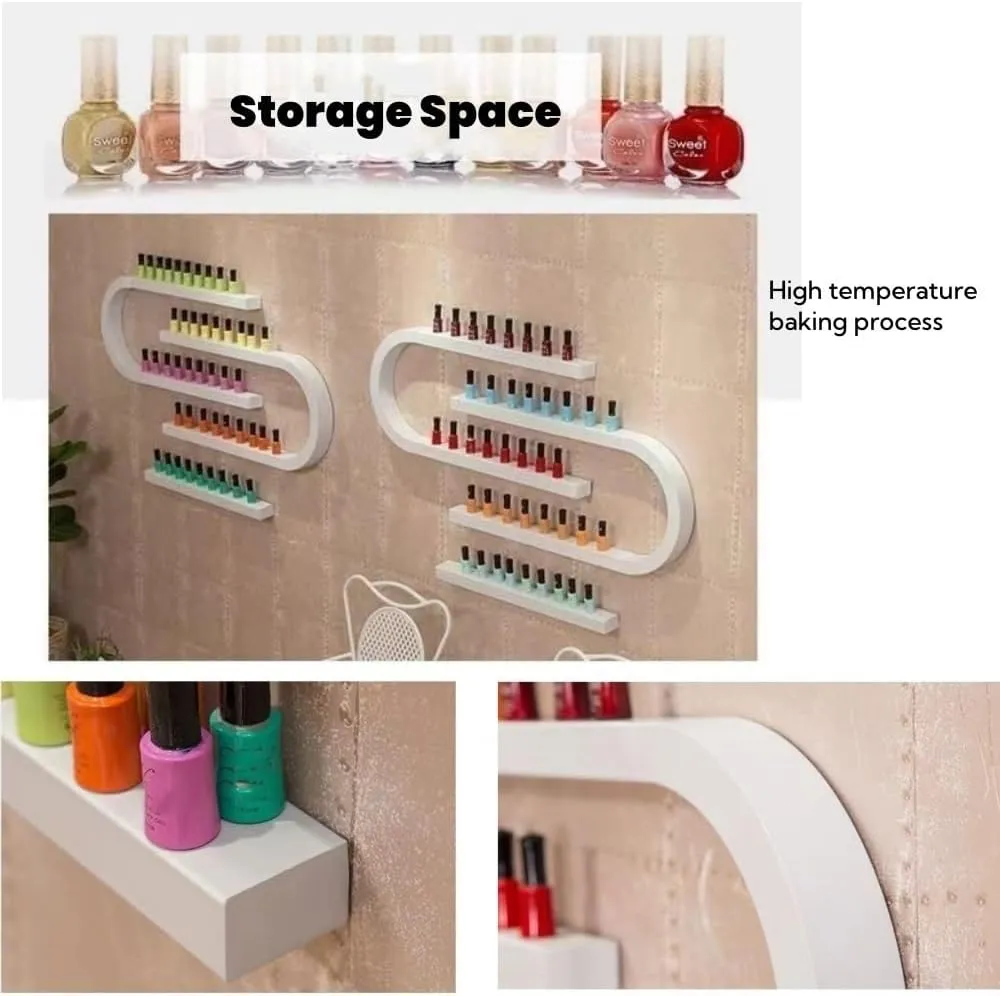 U-Shaped Nail Polish Organizer Wall, Nail Polish Rack for Wall, Wall-Mounted Perfume Wall Shelf, Nail Polish Holder for Nail Beauty Salon Retail Shop(Black,8-Piece Set)