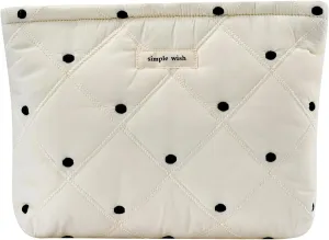 uekeboag White Quilted Cotton Makeup Pouch,Coquette Quilted Toiletry Bag for Women and Girls, Floral Coquette Organizer Bag, Aesthetic Travel Cosmetic Bags(01White Dots)