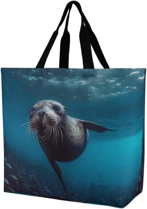 Underwater Sea Lion Crossbody Bag Women's Fashion Tote Bag Shoulder Tote Bag Versatile Travel Shoulder Bag Fitness Tote Bag for Fitness Trips Out