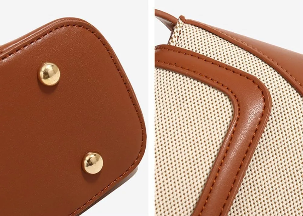 Unique Two-Tone Shoulder Bag – Vintage-Inspired Crossbody Purse Women, Retro Chic Office Commute Bag