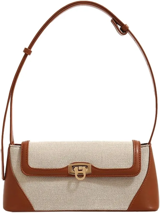 Unique Two-Tone Shoulder Bag – Vintage-Inspired Crossbody Purse Women, Retro Chic Office Commute Bag