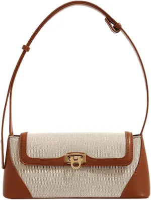 Unique Two-Tone Shoulder Bag – Vintage-Inspired Crossbody Purse Women, Retro Chic Office Commute Bag