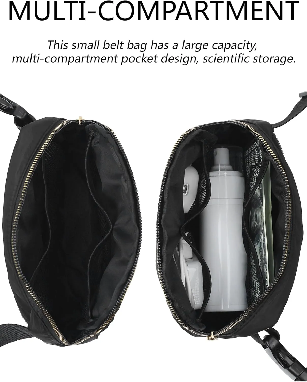 Unisex Fanny Pack for Women Men, 1L Everywhere Mini Belt Bag with Adjustable Strap, Lightweight Nylon Crossbody Bags Small Waist Pouch for Workout Running Traveling Hiking (Dark Brown)