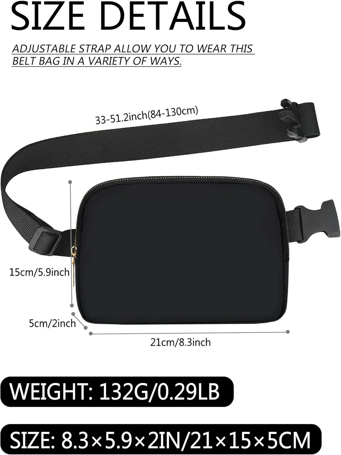 Unisex Fanny Pack for Women Men, 1L Everywhere Mini Belt Bag with Adjustable Strap, Lightweight Nylon Crossbody Bags Small Waist Pouch for Workout Running Traveling Hiking (Dark Brown)