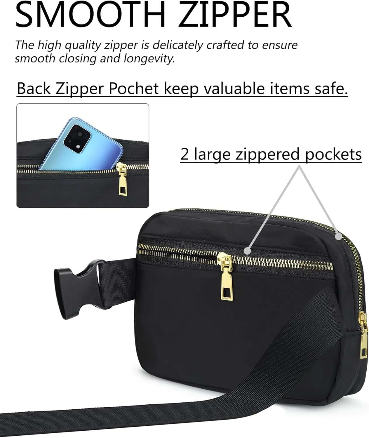 Unisex Fanny Pack for Women Men, 1L Everywhere Mini Belt Bag with Adjustable Strap, Lightweight Nylon Crossbody Bags Small Waist Pouch for Workout Running Traveling Hiking (Dark Brown)