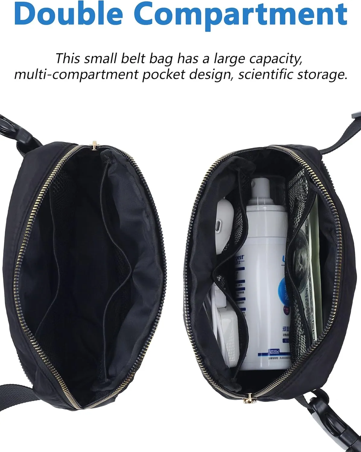 Unisex Fanny Pack for Women Men, 1L Everywhere Mini Belt Bag with Adjustable Strap, Lightweight Nylon Crossbody Bags Small Waist Pouch for Workout Running Traveling Hiking (Grey)