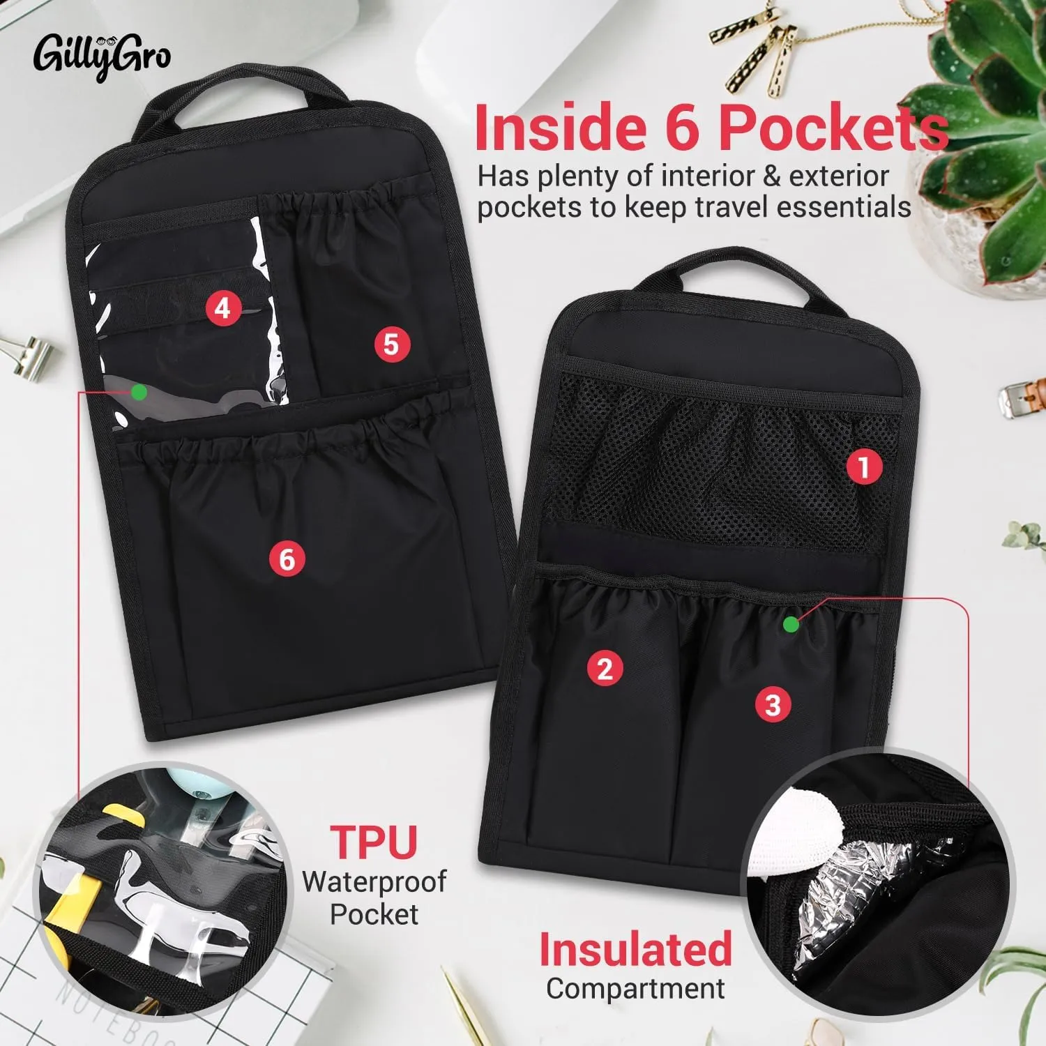 Unisex Foldable Vertical Backpack Organizer Insert for Tote Bag, Carry On, Picnic, Camping - 10 Pockets & Handle