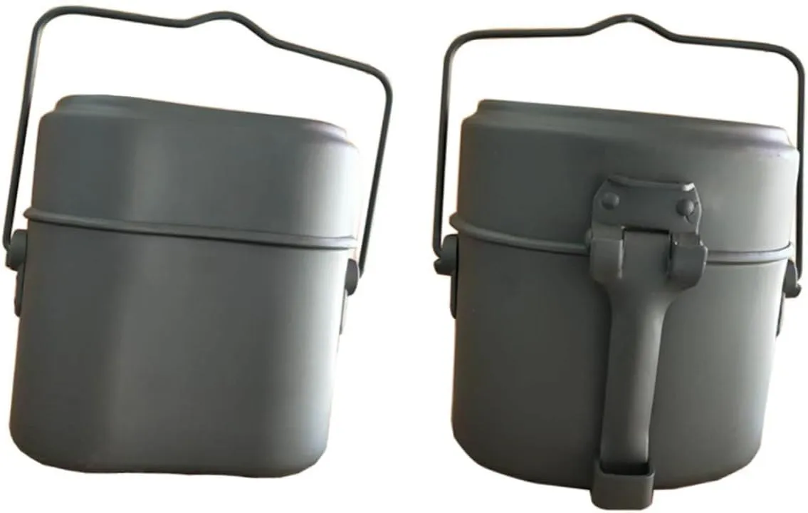 Unomor Camping Cookware Lightweight Aluminum Lunch Box and Canteen Kit Portable Picnic Utensils for Hiking Outdoor Cooking and Travel Adventures