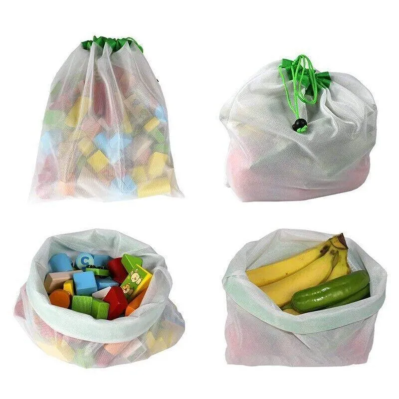 Up 15X Eco Friendly Reusable Mesh Produce Bags Superior Double Stitched Strength