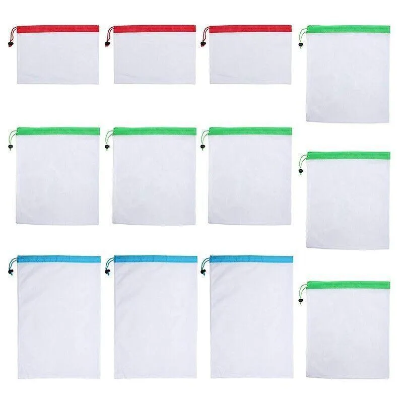 Up 15X Eco Friendly Reusable Mesh Produce Bags Superior Double Stitched Strength