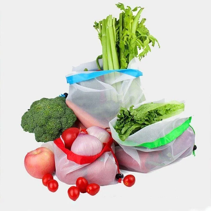 Up 15X Eco Friendly Reusable Mesh Produce Bags Superior Double Stitched Strength