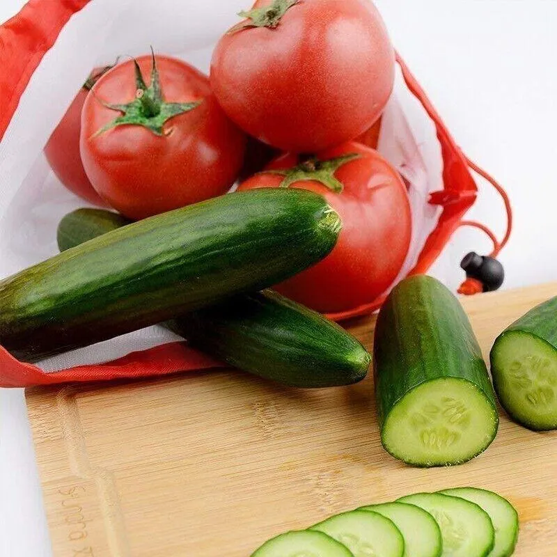 Up 15X Eco Friendly Reusable Mesh Produce Bags Superior Double Stitched Strength
