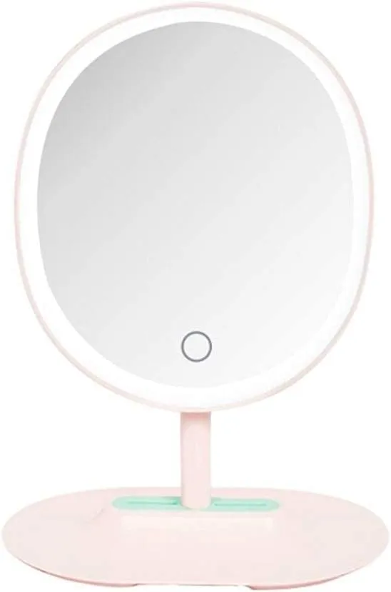 Upgrade Lighted Makeup Mirror Tabletop Mirror Freestanding Mirror with Pedestal for Makeup Swivel Cosmetic Mirror Portable High Definition Cosmetic LED Vanity Mirror
