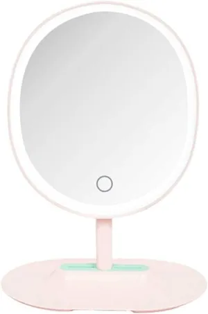 Upgrade Lighted Makeup Mirror Tabletop Mirror Freestanding Mirror with Pedestal for Makeup Swivel Cosmetic Mirror Portable High Definition Cosmetic LED Vanity Mirror