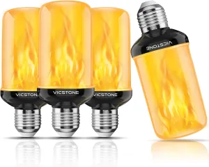 Upgraded LED Flame Light Bulbs, 4-Mode Flickering Light Bulbs with Upside Down Effect, E26 27 Fire Light Bulb for Porch Party Patio Home Halloween Christmas Indoor Outdoor, 4 Pack