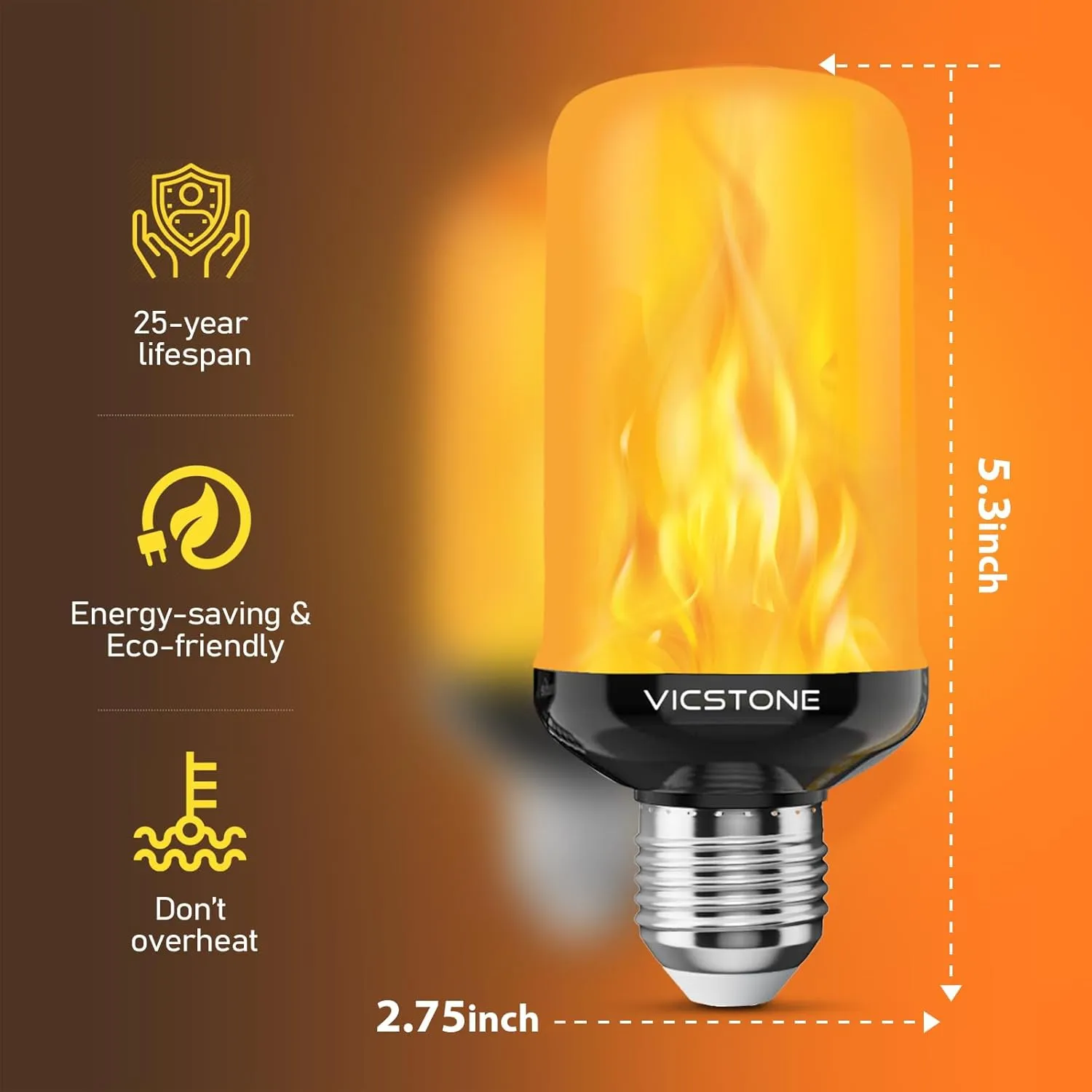 Upgraded LED Flame Light Bulbs, 4-Mode Flickering Light Bulbs with Upside Down Effect, E26 27 Fire Light Bulb for Porch Party Patio Home Halloween Christmas Indoor Outdoor, 4 Pack