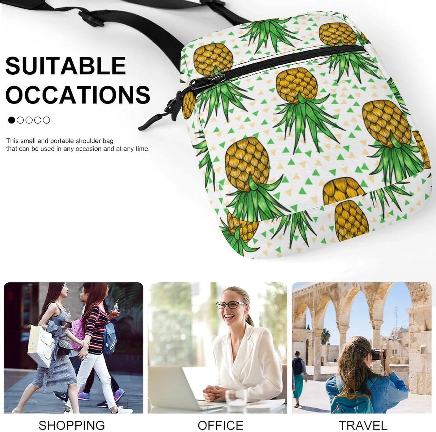 Upside Down Pineapples Crossbody Bag Small Shoulder Bag Waterproof, Lightweight And Convenient
