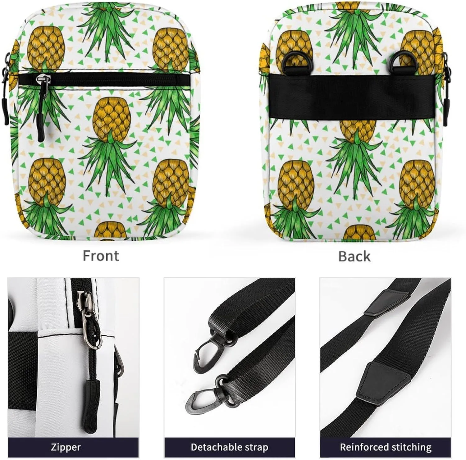 Upside Down Pineapples Crossbody Bag Small Shoulder Bag Waterproof, Lightweight And Convenient